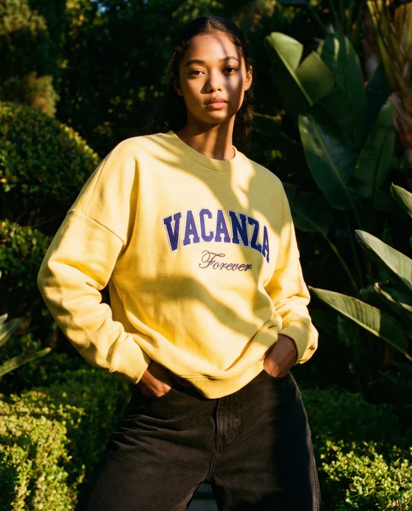 On Vacation On Vacation Vacanza Collage Sweater Sunshine Yellow