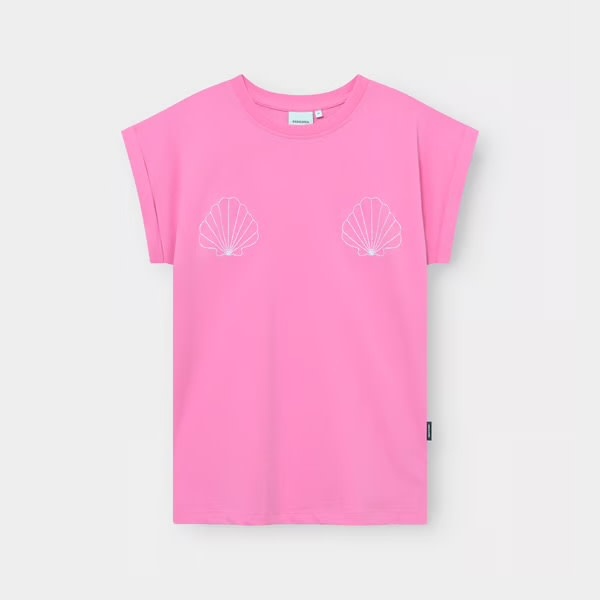 Dedicated Dedicated T-shirt Visby Sea Shells EMB Moonlite Pink