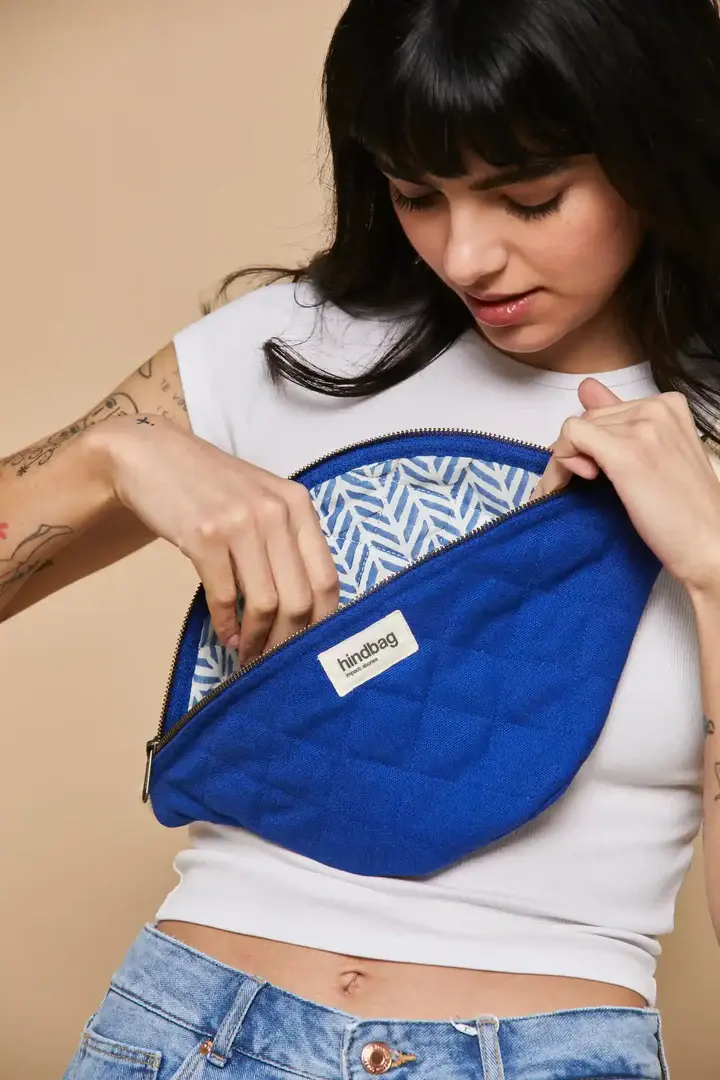 Hindbag Hindbag Olivia Quilted Electric Blue Fanny Pack