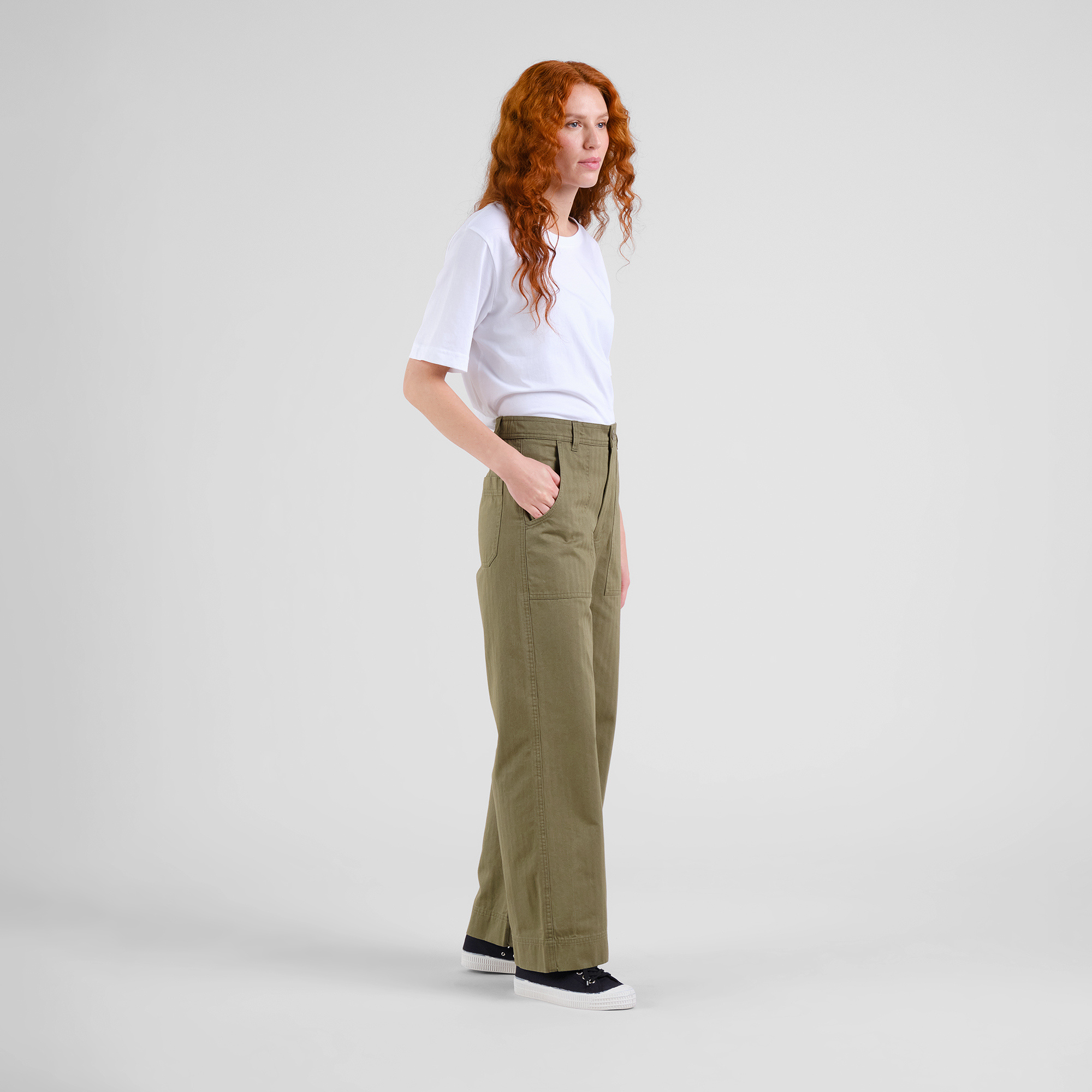 Dedicated Dedicated Workwear Pants Vara Herringbone Leaf Green