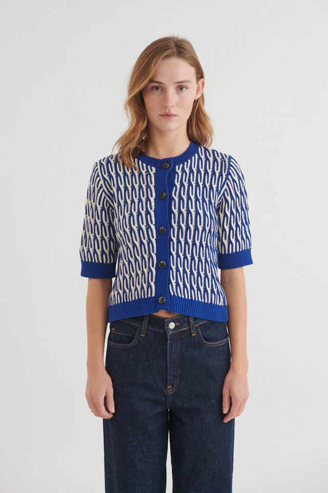 Basic Apparel Basic Apparel Minie Cardigan - Sodalite Blue / Whisper White