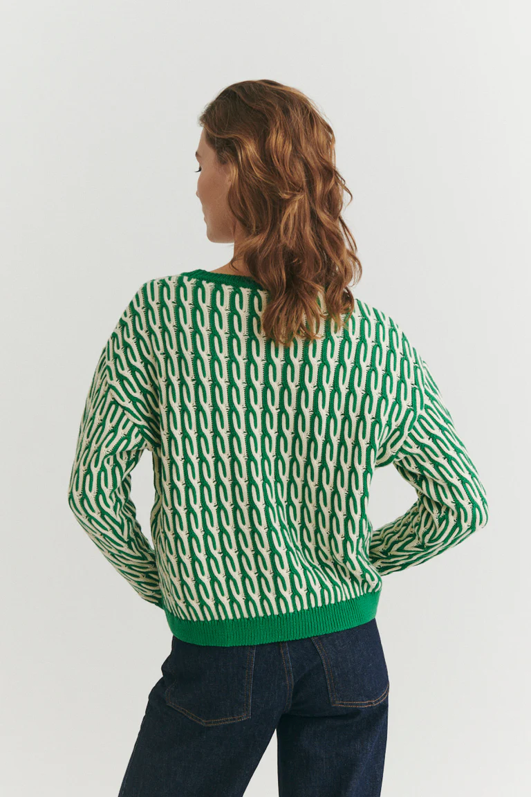 Basic Apparel Basic Apparel Minie Sweater - Abundant Green / Whisper White