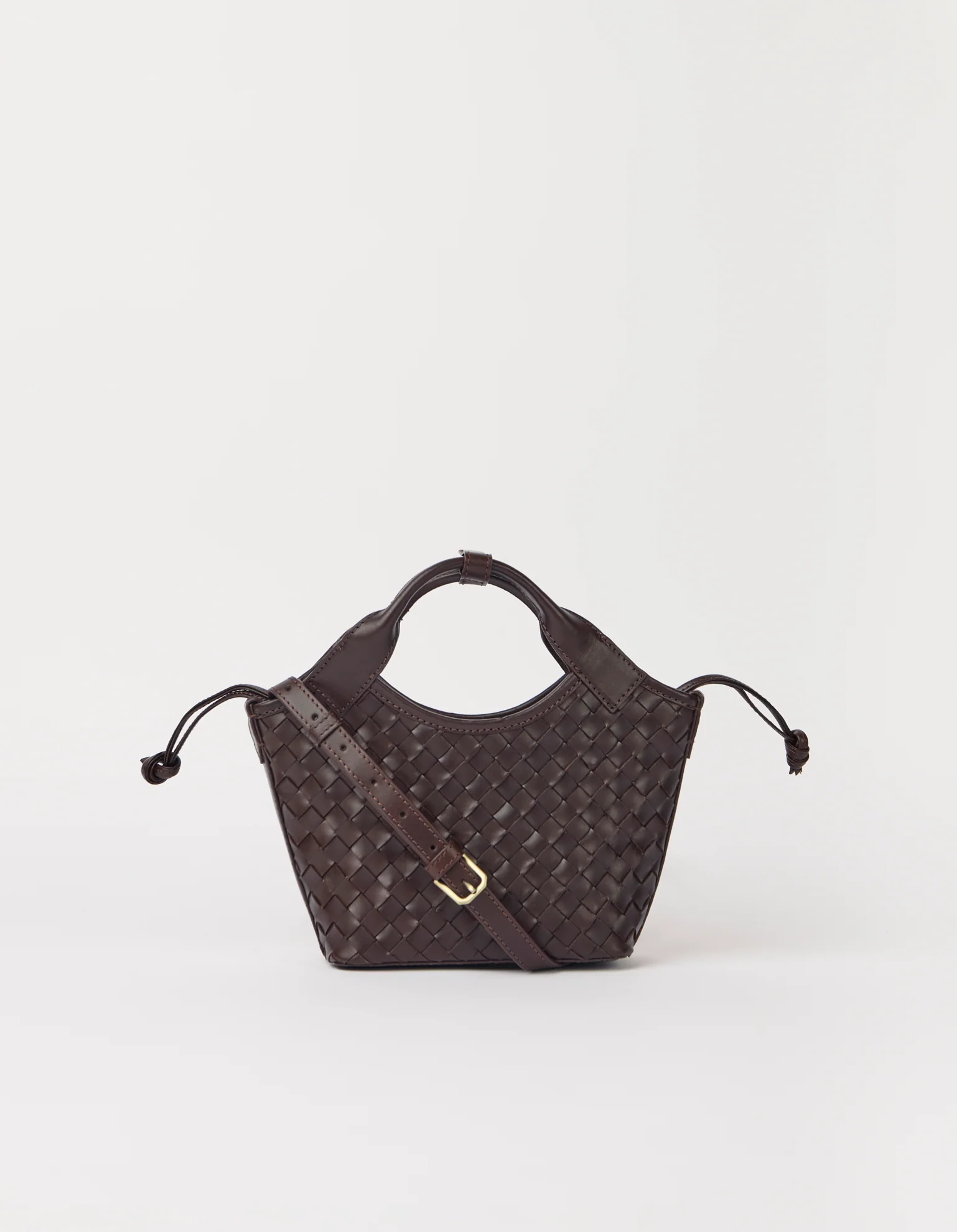 O My Bag O My Bag Mara Tas Mini Chocolate Woven Classic Leather