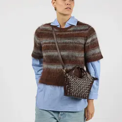 O My Bag Mara Bag Mini Chocolate Woven Classic Leather