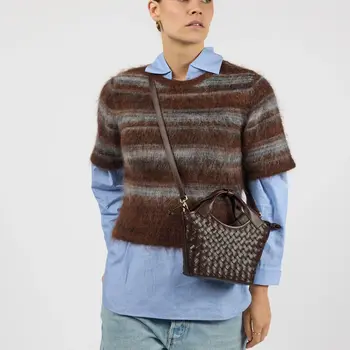 O My Bag Mara Bag Mini Chocolate Woven Classic Leather