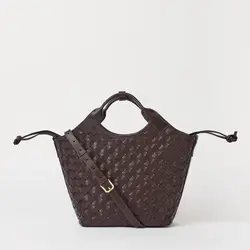O My Bag Mara Midi Bag Chocolate Woven Classic Leather