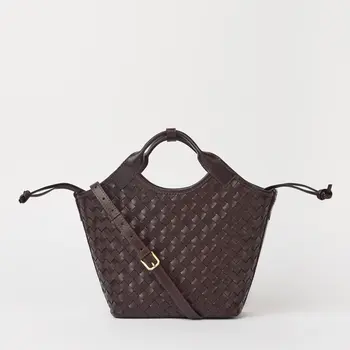 O My Bag Mara Midi Bag Chocolate Woven Classic Leather