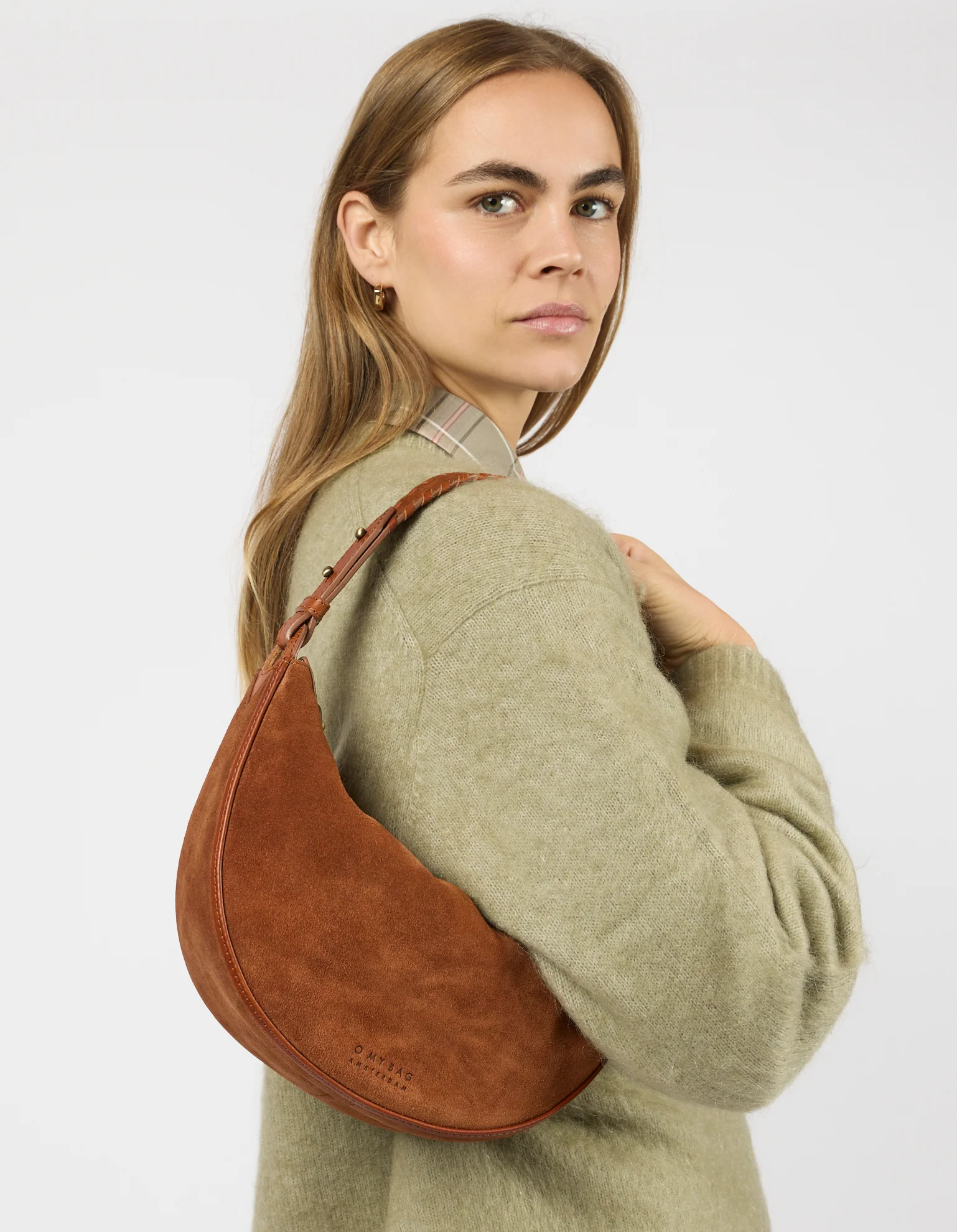 O My Bag O My Bag Leo Tas Short Strap Cognac Suede With Classic Leather