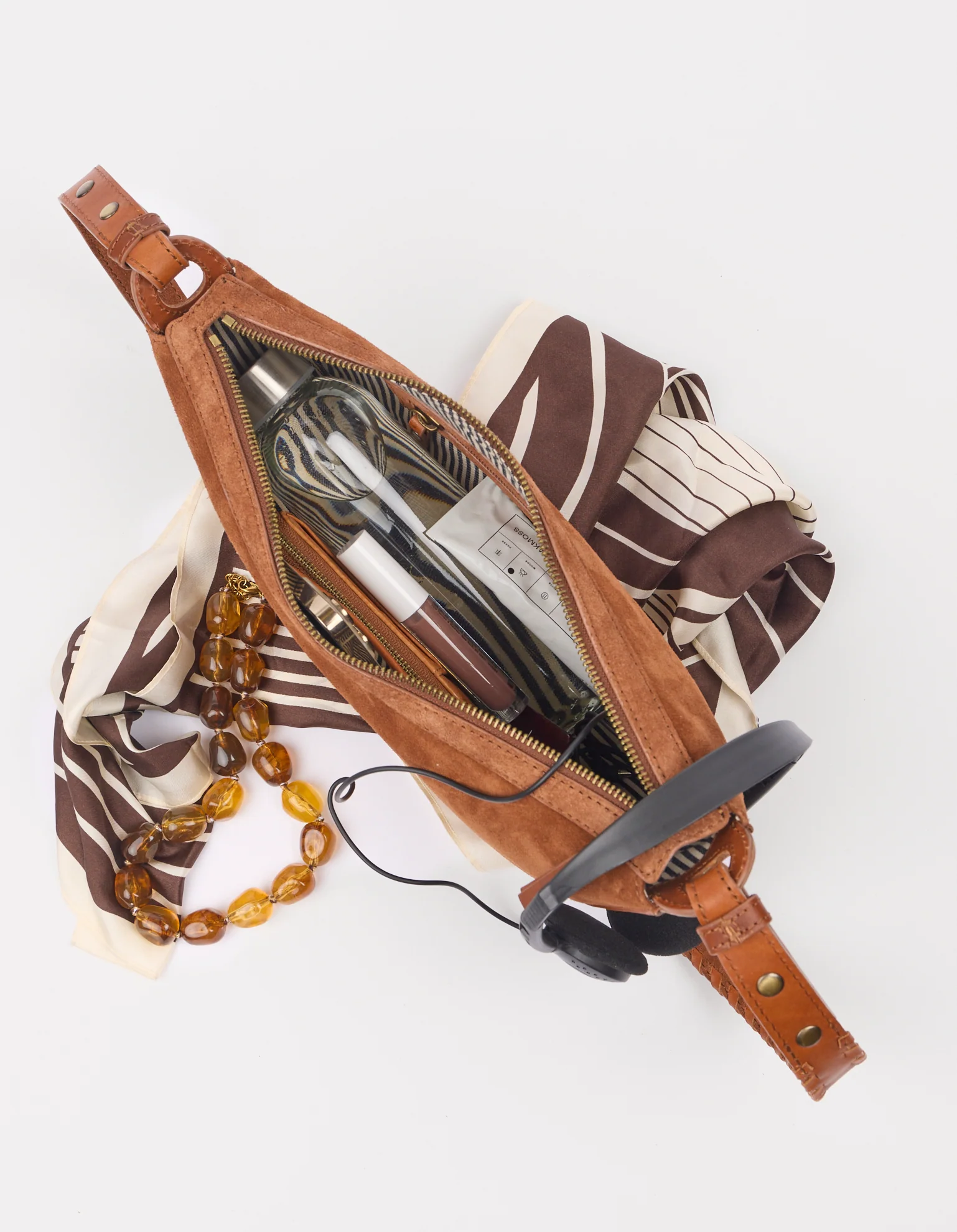 O My Bag O My Bag Leo Tas Short Strap Cognac Suede With Classic Leather