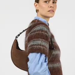 O My Bag Leo Tas Short Strap Chocolate Suede With Classic Leather