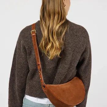 O My Bag Leo Crossbody Bag Strap Cognac Suede With Classic Leather