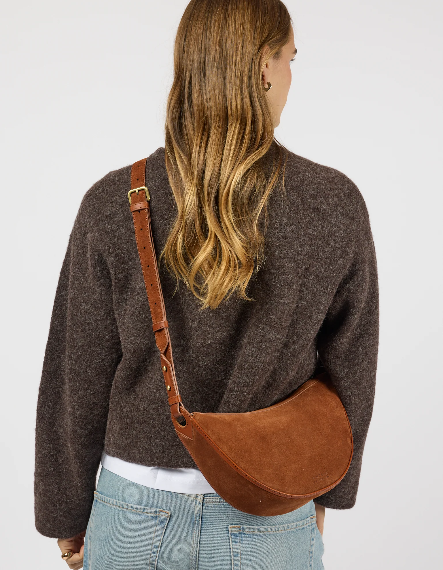 O My Bag O My Bag Leo Crossbody Tas Strap Cognac Suede With Classic Leather
