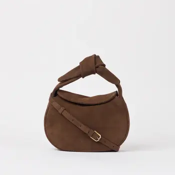 O My Bag Coco Croissant Tas Chocolate Suede With Classic Leather