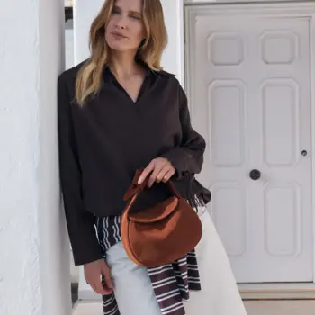 O My Bag Coco Croissant Tas Copper Suede With Classic Leather