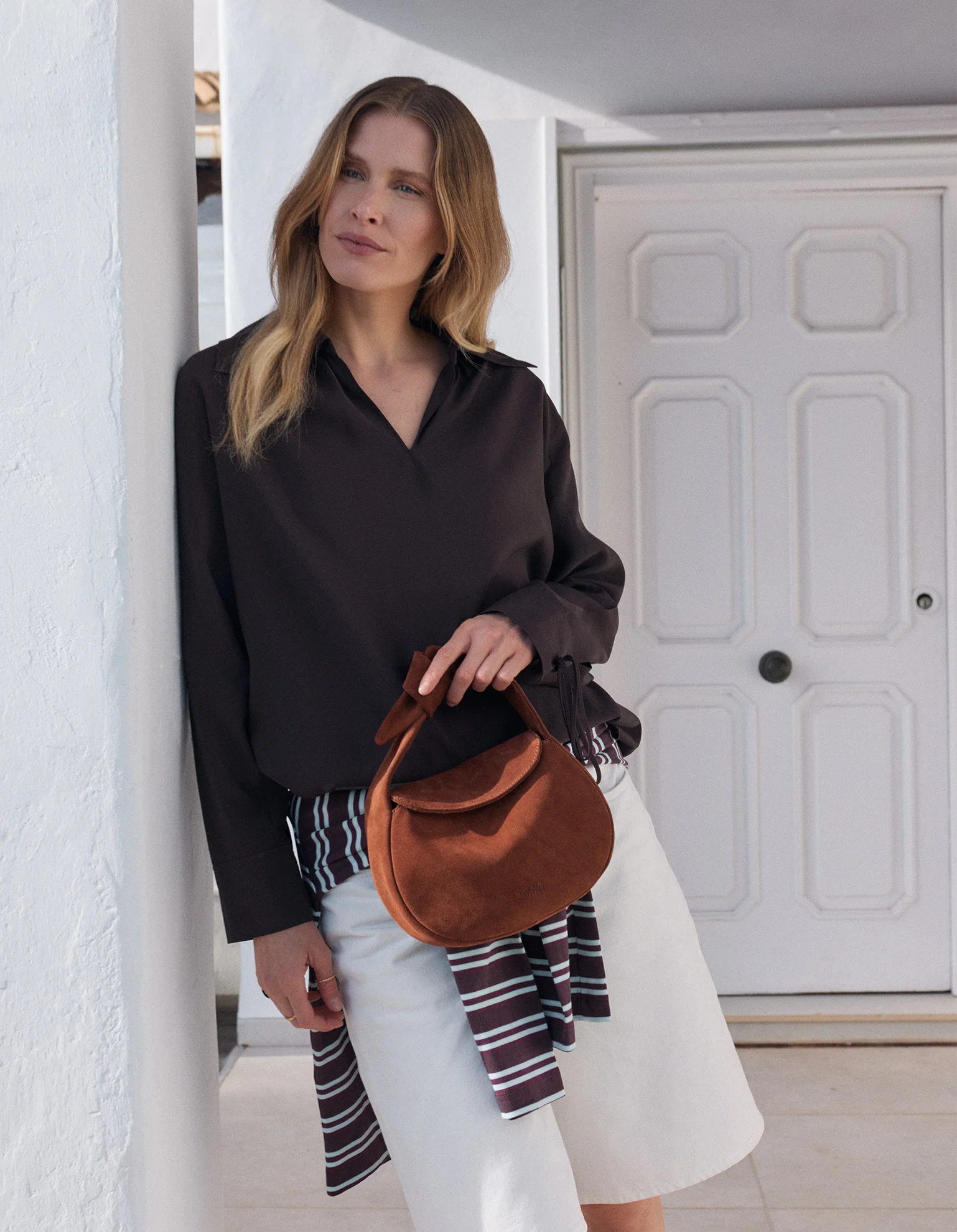 O My Bag O My Bag Coco Croissant Tas Copper Suede With Classic Leather