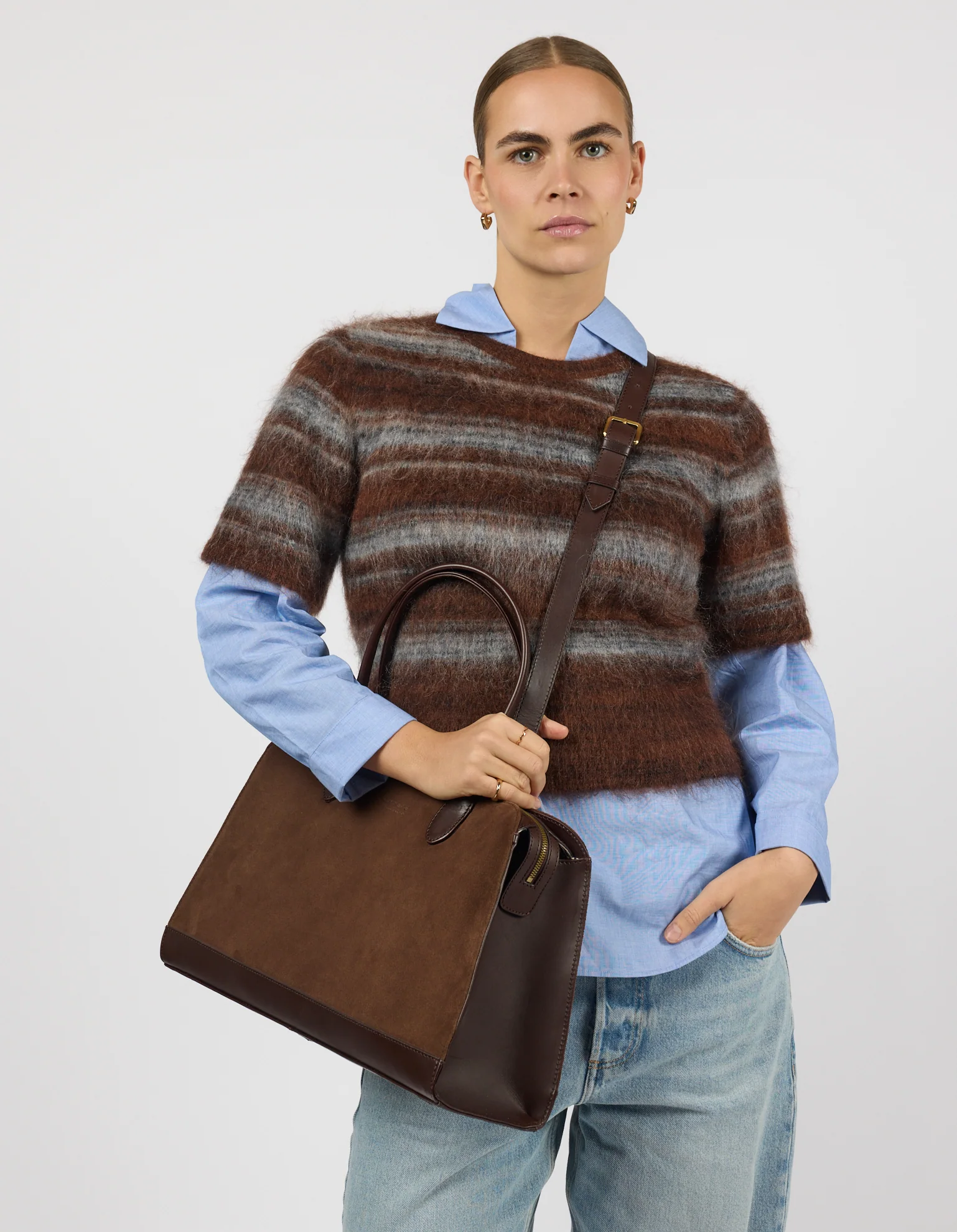 O My Bag O My Bag Alma Tas Chocolate Suede With Classic Leather