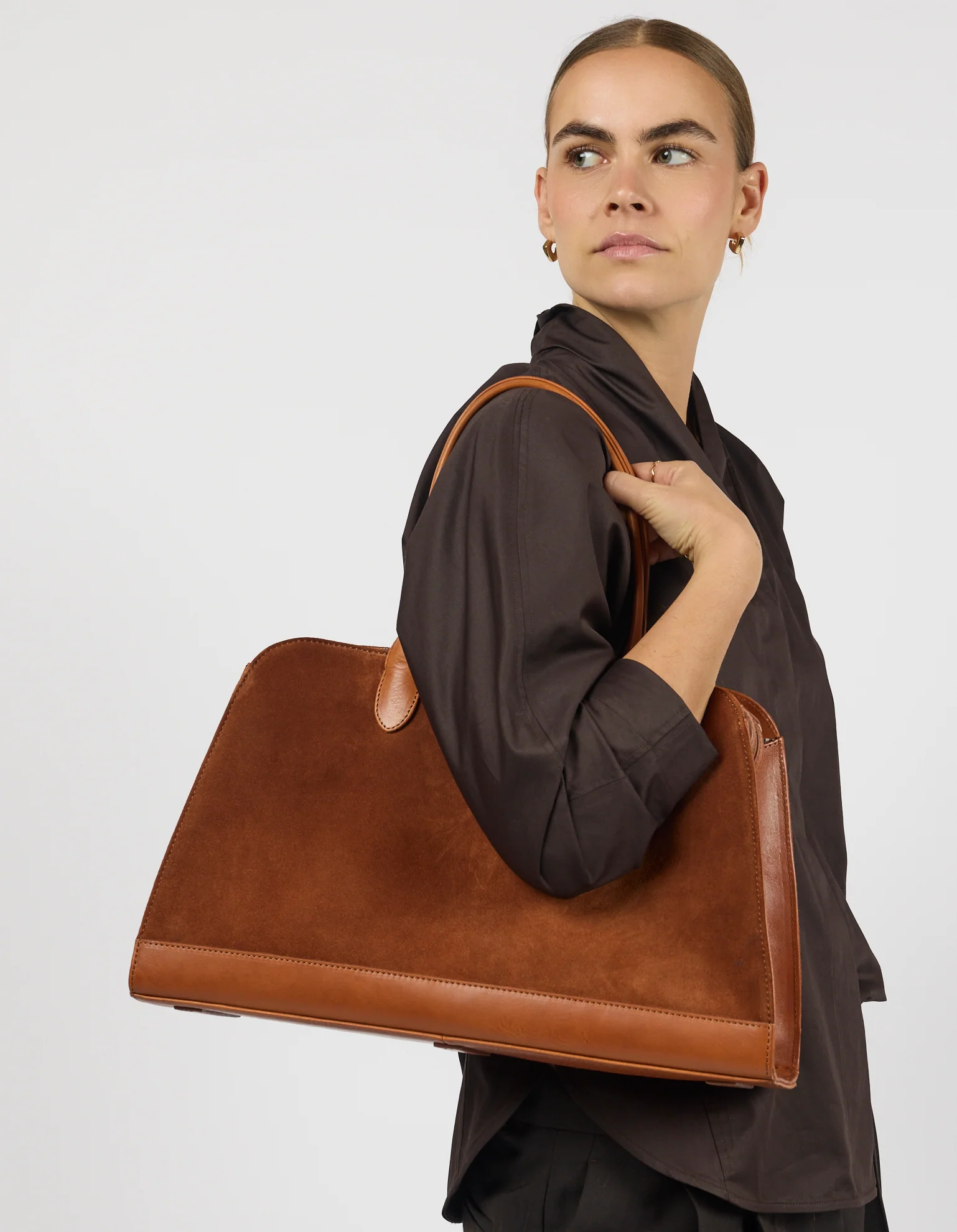 O My Bag O My Bag Alma Tas Cognac Suede With Stromboli Leather