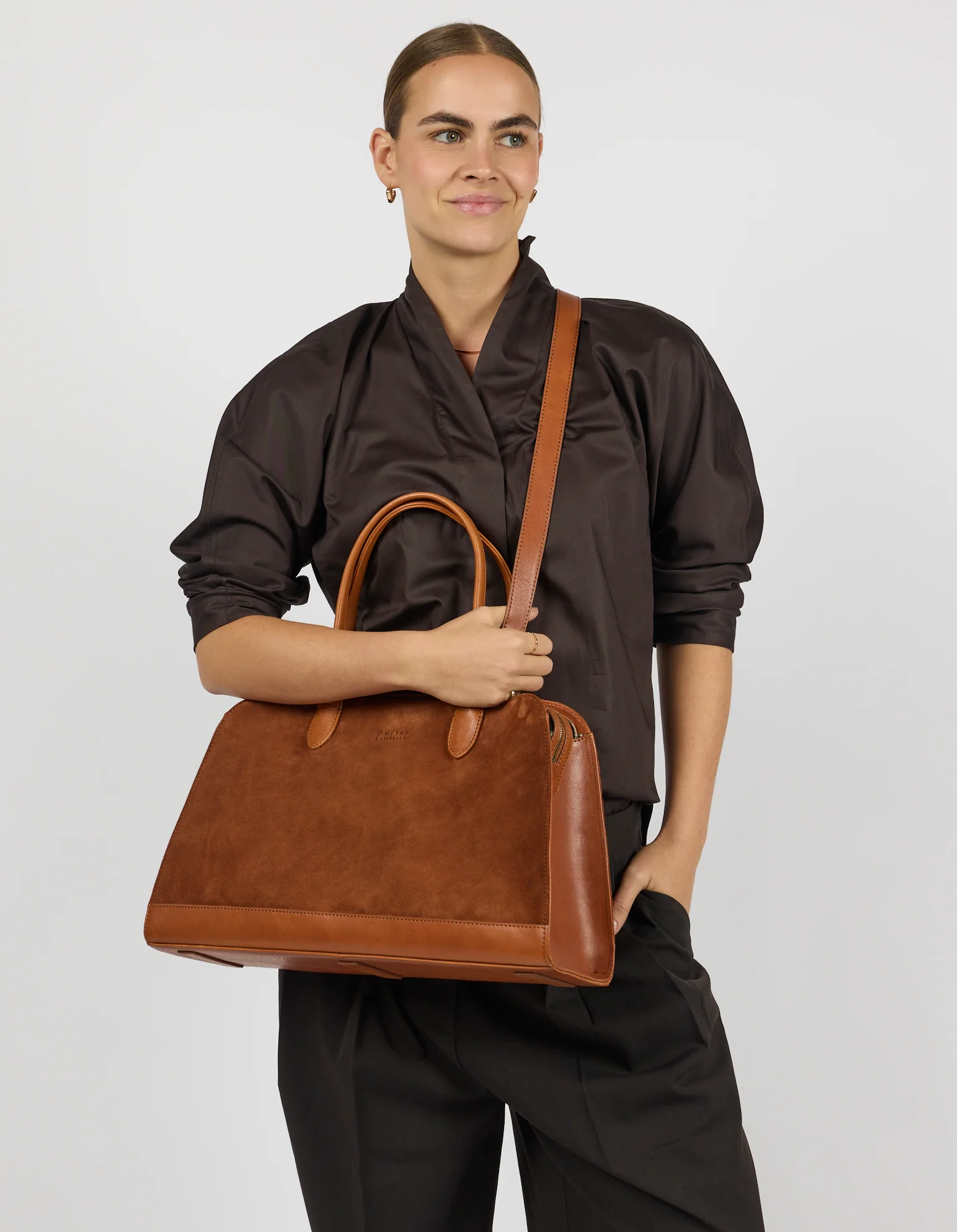 O My Bag O My Bag Alma Tas Cognac Suede With Stromboli Leather