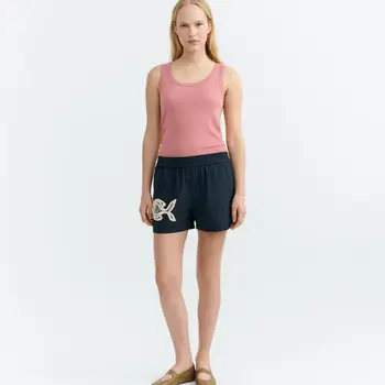 Thinking Mu Navy Fish Patch Geraldine Shorts