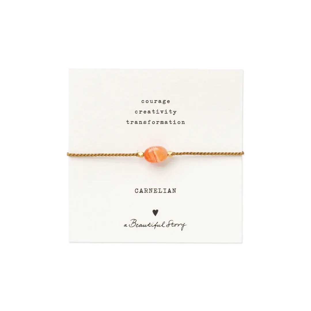 A Beautiful Story A Beautiful Story Gemstone Card Carnelian Armband Goud