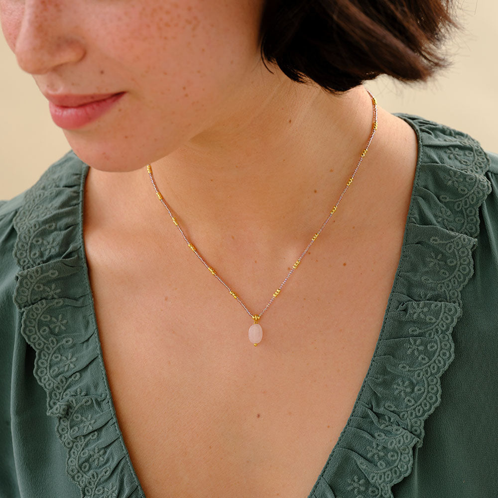A Beautiful Story A Beautiful Story Wishing Rose Quartz Ketting