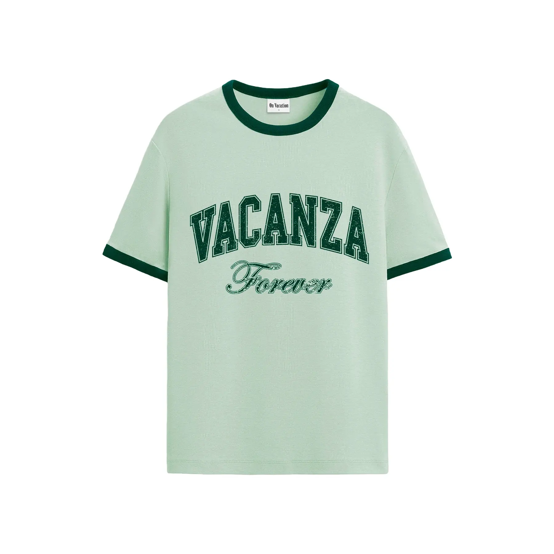 On Vacation On Vacation Vacanza College T-Shirt - Mint (Short Cut)