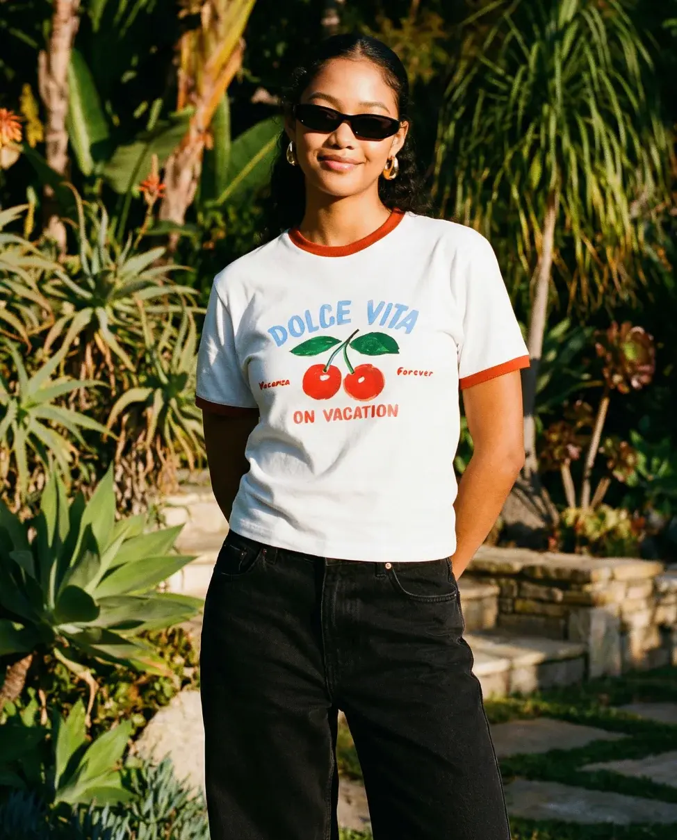 On Vacation On Vacation Cherry T-Shirt - White (Short Cut)
