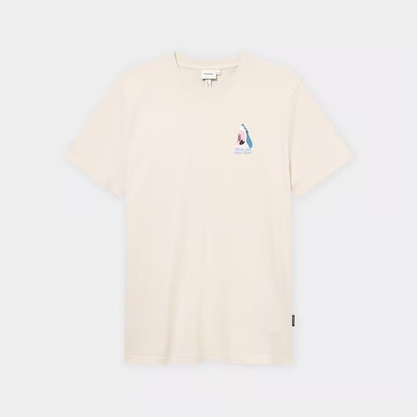 Dedicated Dedicated T-shirt Stockholm Wish Chest Oat White Rainy Day