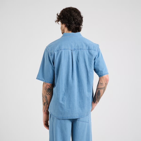 Dedicated Dedicated Shirt Skalhamn Denim Light Blue