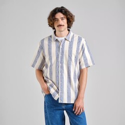 Dedicated Shirt Brantevik Floral Stripe Blue