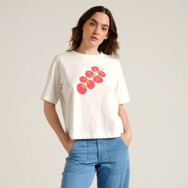 Dedicated Dedicated T-Shirt Vadstena Tomato Off-White