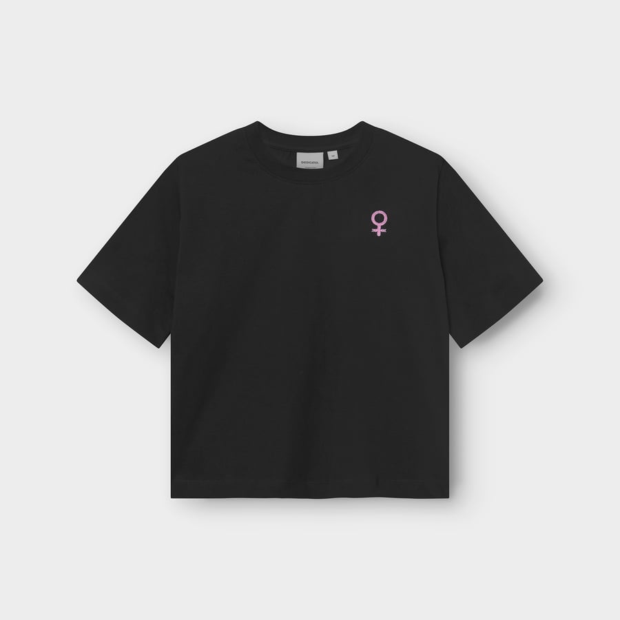 Dedicated Dedicated  T-shirt Vadstena Femme Leaf EMB Black