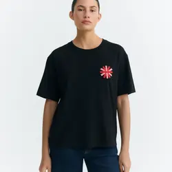 Thinking Mu Sunny Black  Lucia Patched Tee