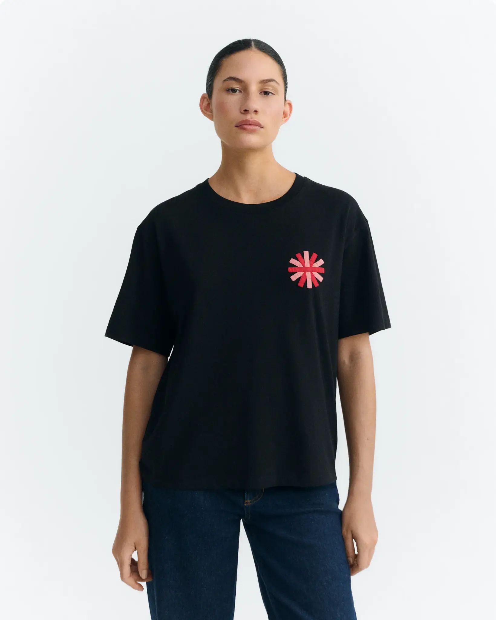Thinking Mu Thinking Mu Sunny Black  Lucia Patched Tee