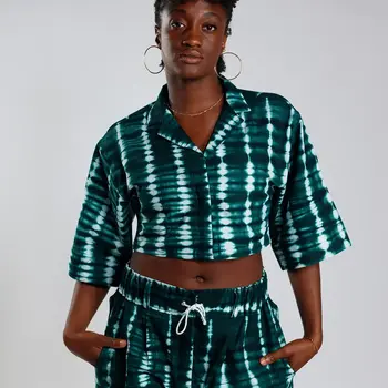 JEKKAH Cropped Resort Shirt Deep Green
