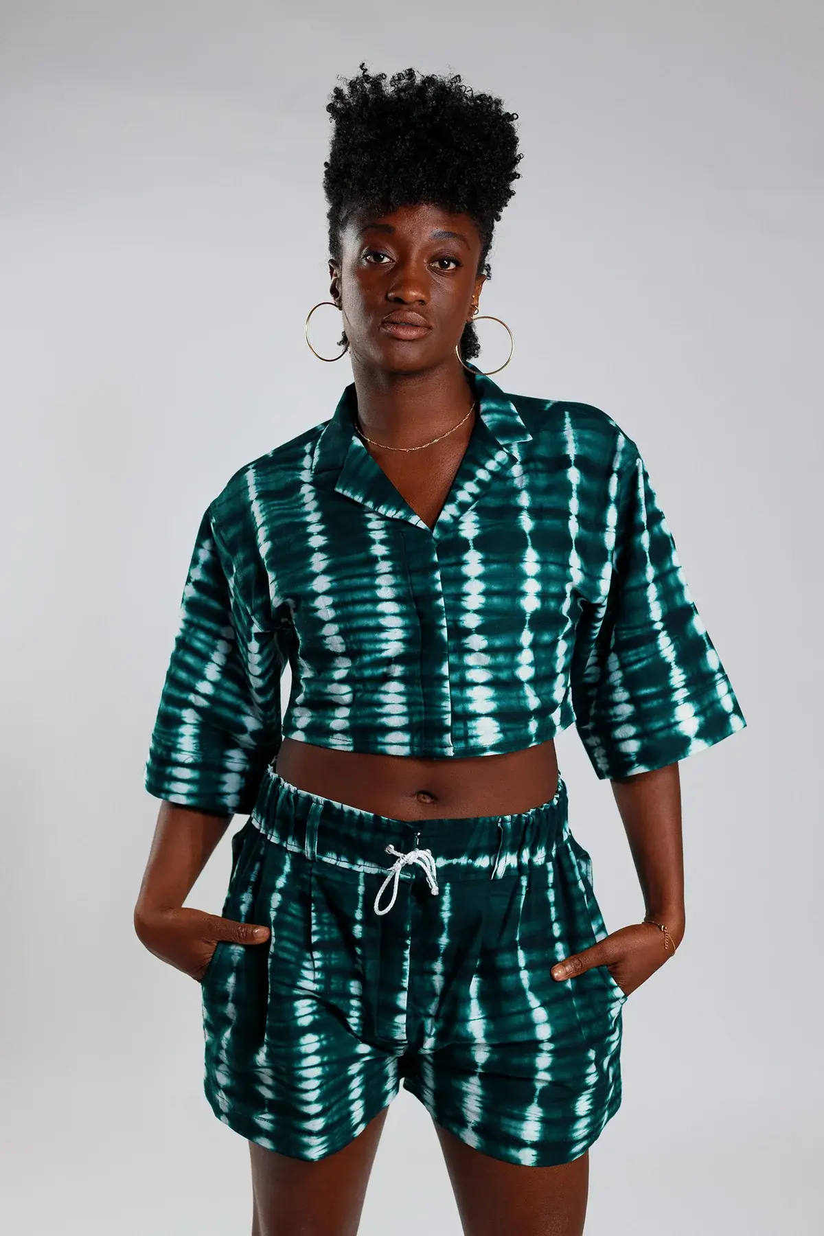 JEKKAH JEKKAH Cropped Resort Shirt Deep Green