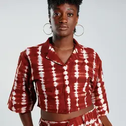 JEKKAH Cropped Resort Shirt Deep Red