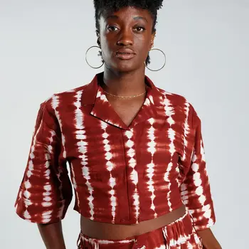 JEKKAH Cropped Resort Shirt Deep Red