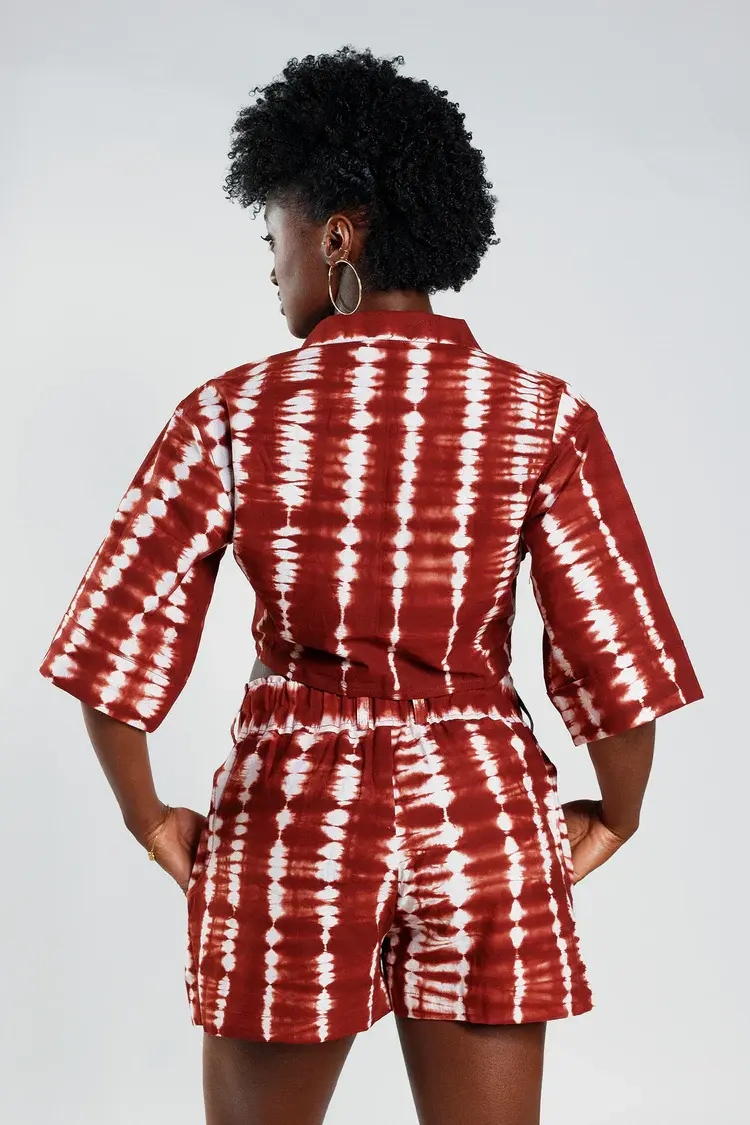 JEKKAH JEKKAH Cropped Resort Shirt Deep Red