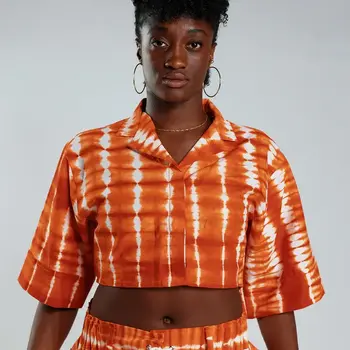 JEKKAH Cropped Resort Shirt Orange