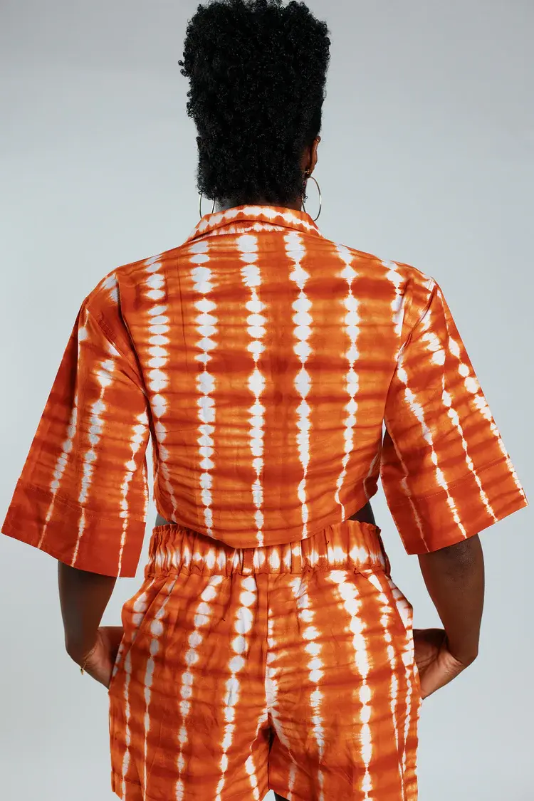 JEKKAH JEKKAH Cropped Resort Shirt Orange