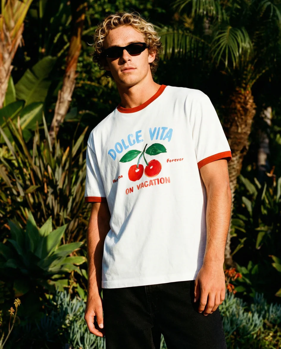 On Vacation On Vacation Cherry T-Shirt - White (Short Cut)
