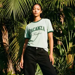 On Vacation Vacanza College T-Shirt - Mint (Short Cut)