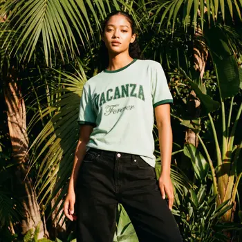 On Vacation Vacanza College T-Shirt - Mint (Short Cut)