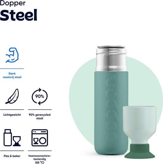 Dopper Dopper Steel Bottle (490 ml) - Canopy Green