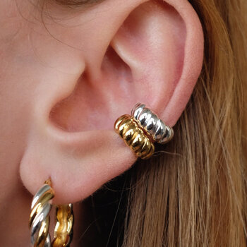 T.I.T.S. Gold & Silver Twist Hoop Earring
