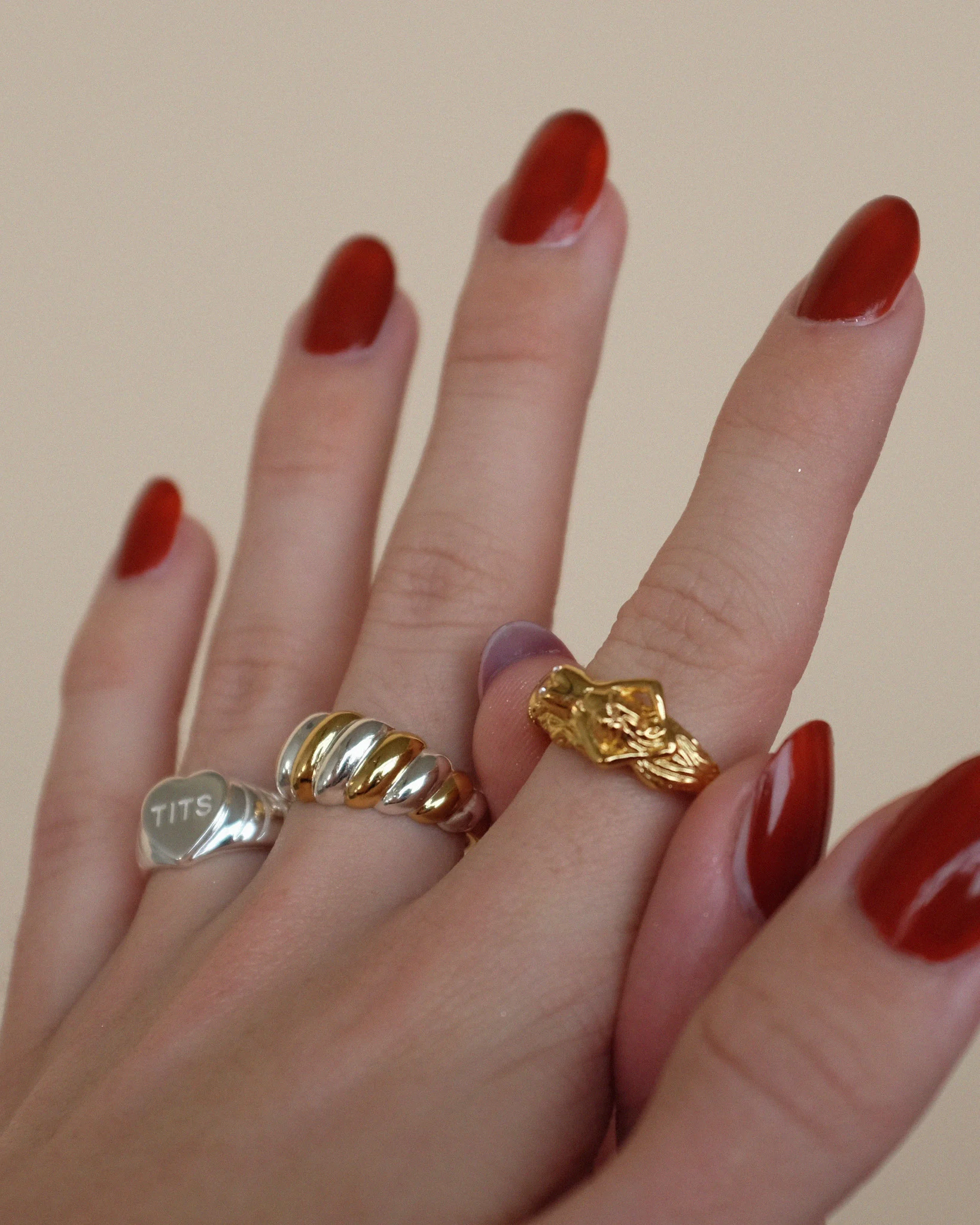 T.I.T.S. TITS Gold & Silver Twist Ring