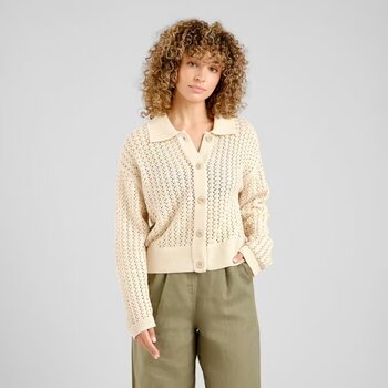 Dedicated Knitted Cardigan Rosendal Crochet Vanilla White