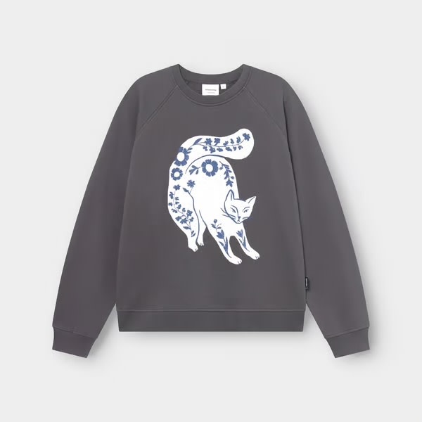 Dedicated Dedicated Sweatshirt Ystad Flower Cat Charcoal