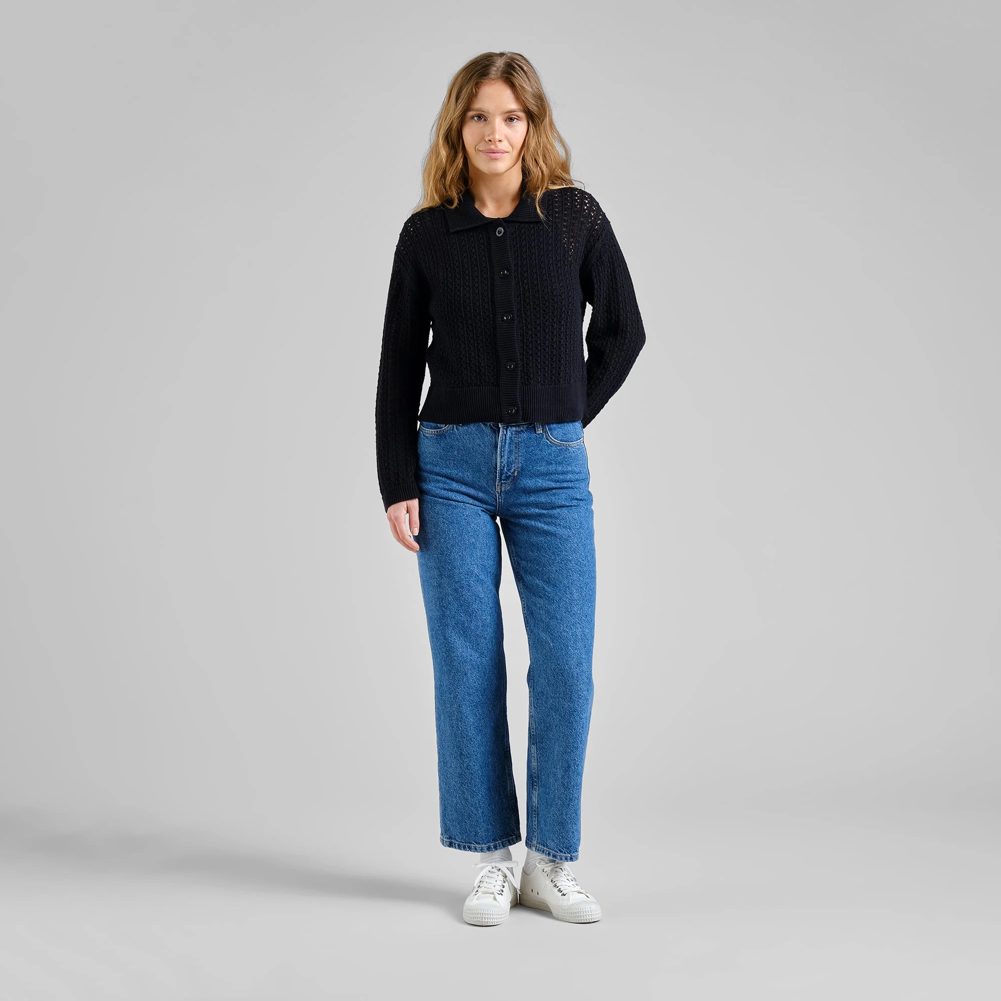 Dedicated Dedicated Knitted Cardigan Rosendal Crochet Black